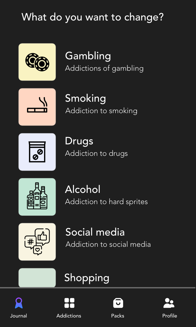 Sincere addiction app screenshot